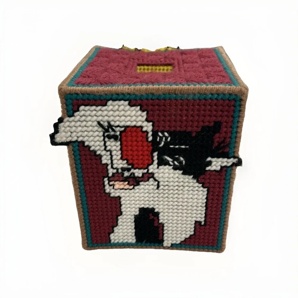 Tweety Bird Sylvester Looney Tunes Tissue Box Cover OS Burgundy Vintage